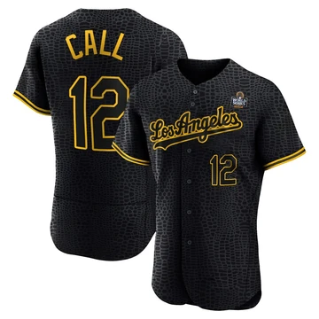 Men's Los Angeles Dodgers Alex Call ＃12 Black Authentic Snake Skin City 2024 World Series Jersey