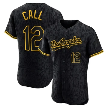 Men's Los Angeles Dodgers Alex Call ＃12 Black Authentic Snake Skin City Jersey