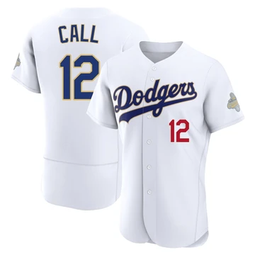 Men's Los Angeles Dodgers Alex Call ＃12 Gold Authentic White 2026 Collection Jersey