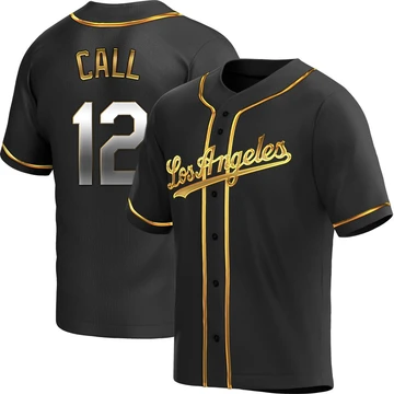 Men's Los Angeles Dodgers Alex Call ＃12 Gold Replica Black en Alternate Jersey