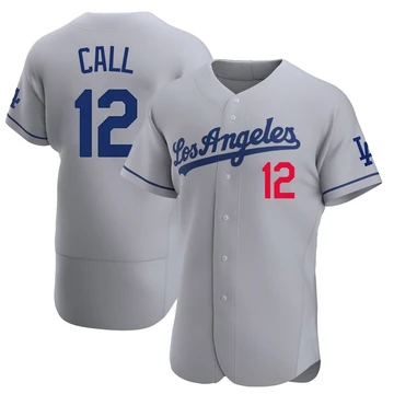Men's Los Angeles Dodgers Alex Call ＃12 Gray Authentic Away Jersey
