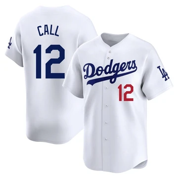 Men's Los Angeles Dodgers Alex Call ＃12 White Limited Home Jersey