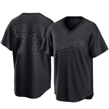 Men's Los Angeles Dodgers Alex Freeland ＃76 Black Replica Pitch Fashion Jersey
