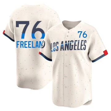 Men's Los Angeles Dodgers Alex Freeland ＃76 Cream Limited 2024 City Connect Jersey