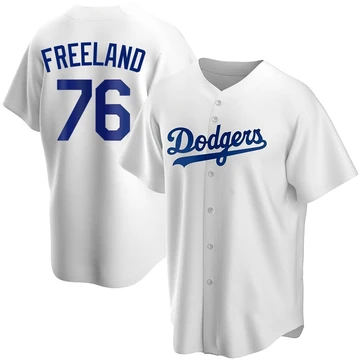 Men's Los Angeles Dodgers Alex Freeland ＃76 White Replica Home Jersey