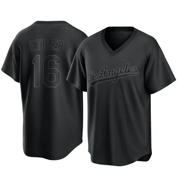 Men's Los Angeles Dodgers Andre Ethier ＃16 Black Replica Pitch Fashion Jersey