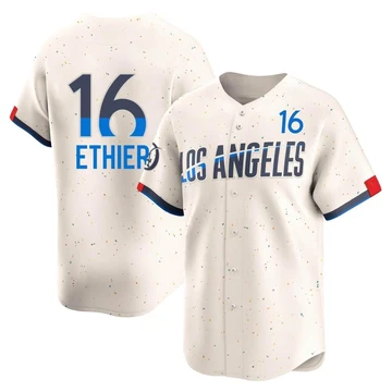 Men's Los Angeles Dodgers Andre Ethier ＃16 Cream Limited 2024 City Connect Jersey