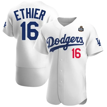 Men's Los Angeles Dodgers Andre Ethier ＃16 White Authentic Home Official 2024 World Series Jersey