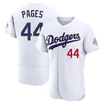 Men's Los Angeles Dodgers Andy Pages ＃44 Gold Authentic White 2026 Collection Jersey