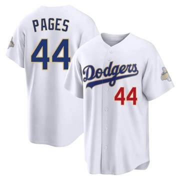 Men's Los Angeles Dodgers Andy Pages ＃44 Gold Limited White 2026 Collection Stadium Jersey