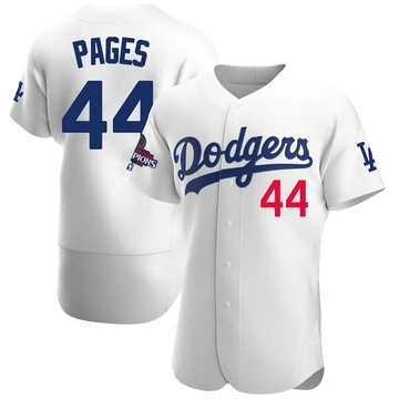 Men's Los Angeles Dodgers Andy Pages ＃44 White Authentic Home Official 2024 World Series Champions Jersey