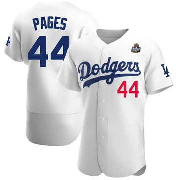 Men's Los Angeles Dodgers Andy Pages ＃44 White Authentic Home Official 2024 World Series Jersey