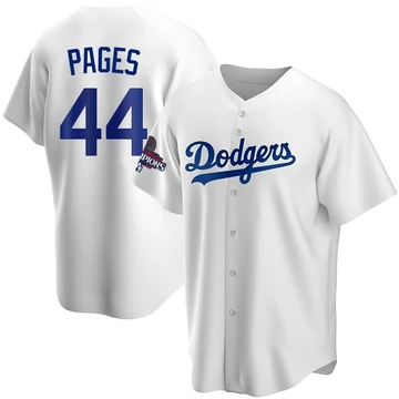 Men's Los Angeles Dodgers Andy Pages ＃44 White Replica Home 2024 World Series Champions Jersey