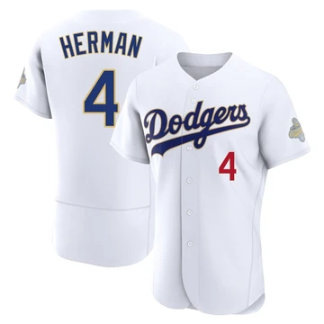 Men's Los Angeles Dodgers Babe Herman ＃4 Gold Authentic White 2026 Collection Jersey