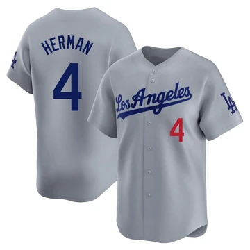 Men's Los Angeles Dodgers Babe Herman ＃4 Gray Limited Away Jersey