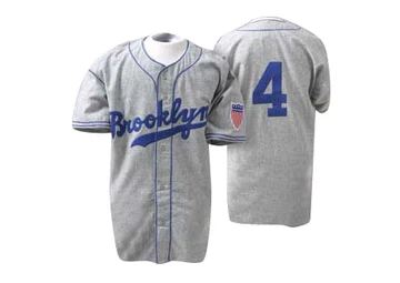 Men's Los Angeles Dodgers Babe Herman ＃4 Grey Replica 1945 Throwback Jersey