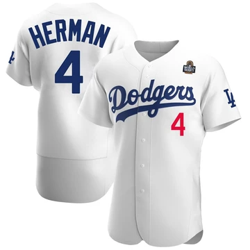 Men's Los Angeles Dodgers Babe Herman ＃4 White Authentic Home Official 2024 World Series Jersey