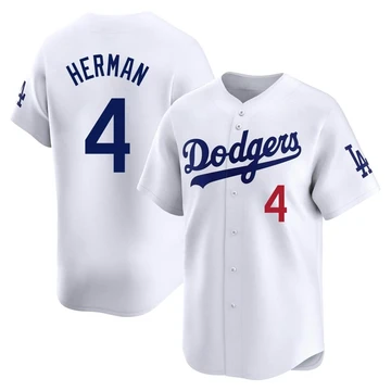 Men's Los Angeles Dodgers Babe Herman ＃4 White Limited Home Jersey