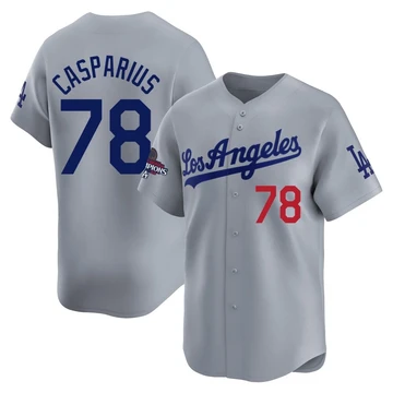 Men's Los Angeles Dodgers Ben Casparius ＃78 Gray Limited Away World Series Champions Jersey