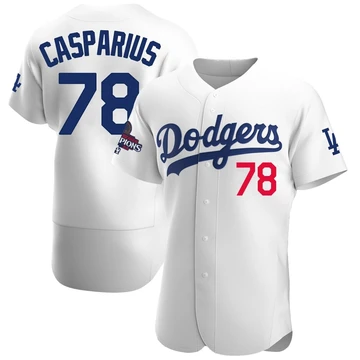 Men's Los Angeles Dodgers Ben Casparius ＃78 White Authentic Home Official 2024 World Series Champions Jersey