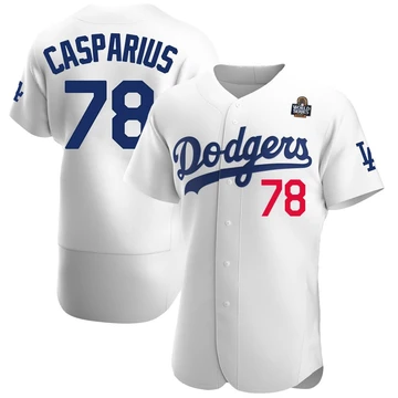 Men's Los Angeles Dodgers Ben Casparius ＃78 White Authentic Home Official 2024 World Series Jersey