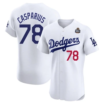 Men's Los Angeles Dodgers Ben Casparius ＃78 White Elite Home 2024 World Series Jersey