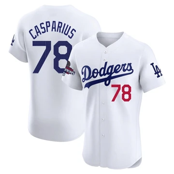 Men's Los Angeles Dodgers Ben Casparius ＃78 White Elite Home World Series Champions Jersey