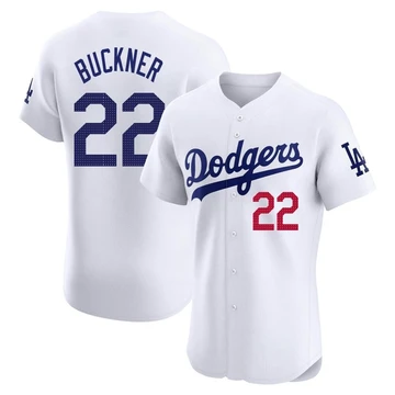Men's Los Angeles Dodgers Bill Buckner ＃22 White Elite Home Jersey