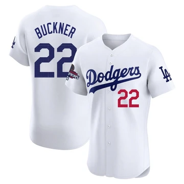 Men's Los Angeles Dodgers Bill Buckner ＃22 White Elite Home World Series Champions Jersey