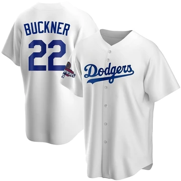 Men's Los Angeles Dodgers Bill Buckner ＃22 White Replica Home 2024 World Series Champions Jersey