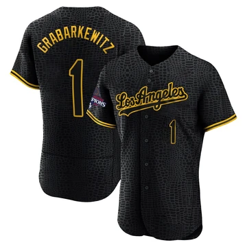 Men's Los Angeles Dodgers Billy Grabarkewitz ＃1 Black Authentic Snake Skin City 2024 World Series Champions Jersey