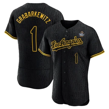 Men's Los Angeles Dodgers Billy Grabarkewitz ＃1 Black Authentic Snake Skin City 2024 World Series Jersey