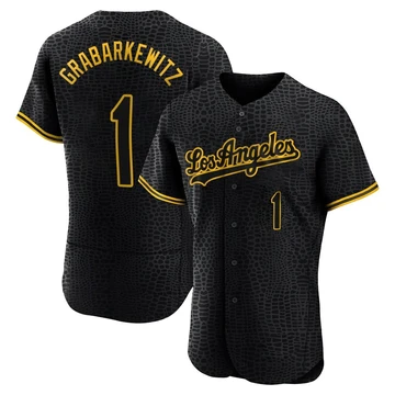 Men's Los Angeles Dodgers Billy Grabarkewitz ＃1 Black Authentic Snake Skin City Jersey