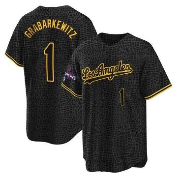 Men's Los Angeles Dodgers Billy Grabarkewitz ＃1 Black Replica Snake Skin City 2024 World Series Champions Jersey