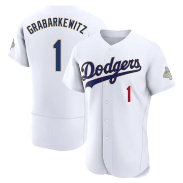 Men's Los Angeles Dodgers Billy Grabarkewitz ＃1 Gold Authentic White 2026 Collection Jersey