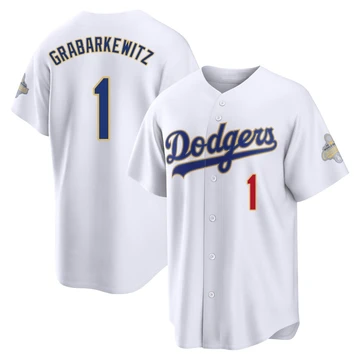 Men's Los Angeles Dodgers Billy Grabarkewitz ＃1 Gold Limited White 2026 Collection Stadium Jersey