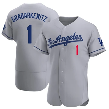 Men's Los Angeles Dodgers Billy Grabarkewitz ＃1 Gray Authentic Away Jersey