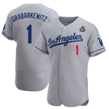 Men's Los Angeles Dodgers Billy Grabarkewitz ＃1 Gray Authentic Away Official 2024 World Series Jersey