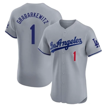 Men's Los Angeles Dodgers Billy Grabarkewitz ＃1 Gray Elite Road Jersey