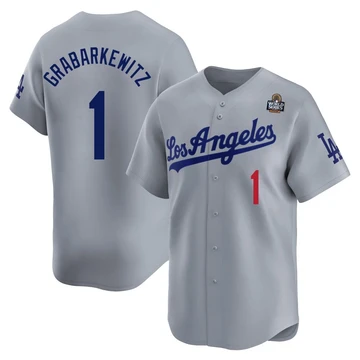 Men's Los Angeles Dodgers Billy Grabarkewitz ＃1 Gray Limited Away 2024 World Series Jersey