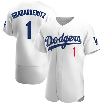 Men's Los Angeles Dodgers Billy Grabarkewitz ＃1 White Authentic Home Jersey