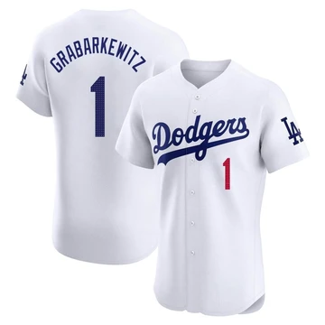 Men's Los Angeles Dodgers Billy Grabarkewitz ＃1 White Elite Home Jersey