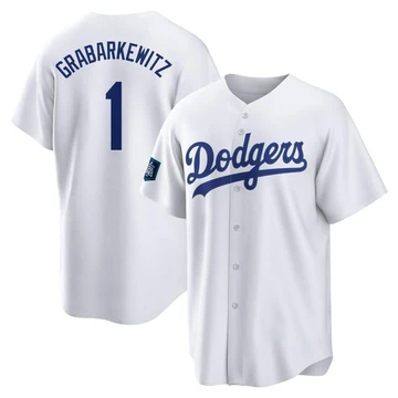 Men's Los Angeles Dodgers Billy Grabarkewitz ＃1 White Replica 2024 World Tour Seoul Series Home Jersey