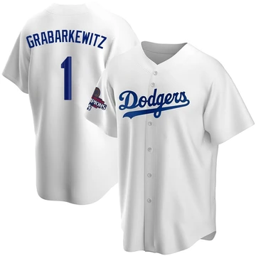 Men's Los Angeles Dodgers Billy Grabarkewitz ＃1 White Replica Home 2024 World Series Champions Jersey