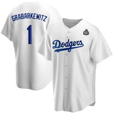Men's Los Angeles Dodgers Billy Grabarkewitz ＃1 White Replica Home 2024 World Series Jersey