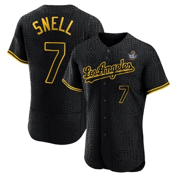 Men's Los Angeles Dodgers Blake Snell ＃7 Black Authentic Snake Skin City 2024 World Series Jersey