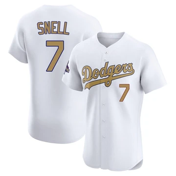 Men's Los Angeles Dodgers Blake Snell ＃7 Gold Elite White 2025 Collection Jersey
