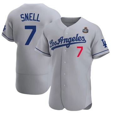 Men's Los Angeles Dodgers Blake Snell ＃7 Gray Authentic Away Official 2024 World Series Jersey