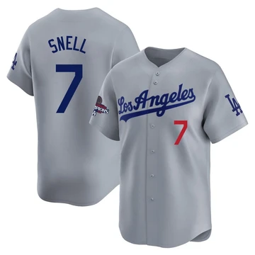 Men's Los Angeles Dodgers Blake Snell ＃7 Gray Limited Away World Series Champions Jersey