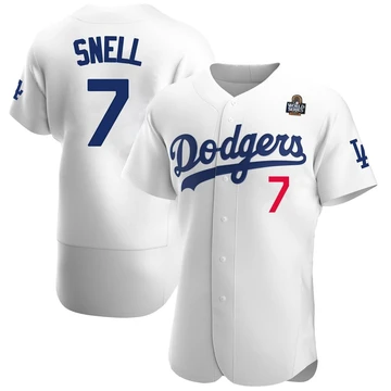 Men's Los Angeles Dodgers Blake Snell ＃7 White Authentic Home Official 2024 World Series Jersey